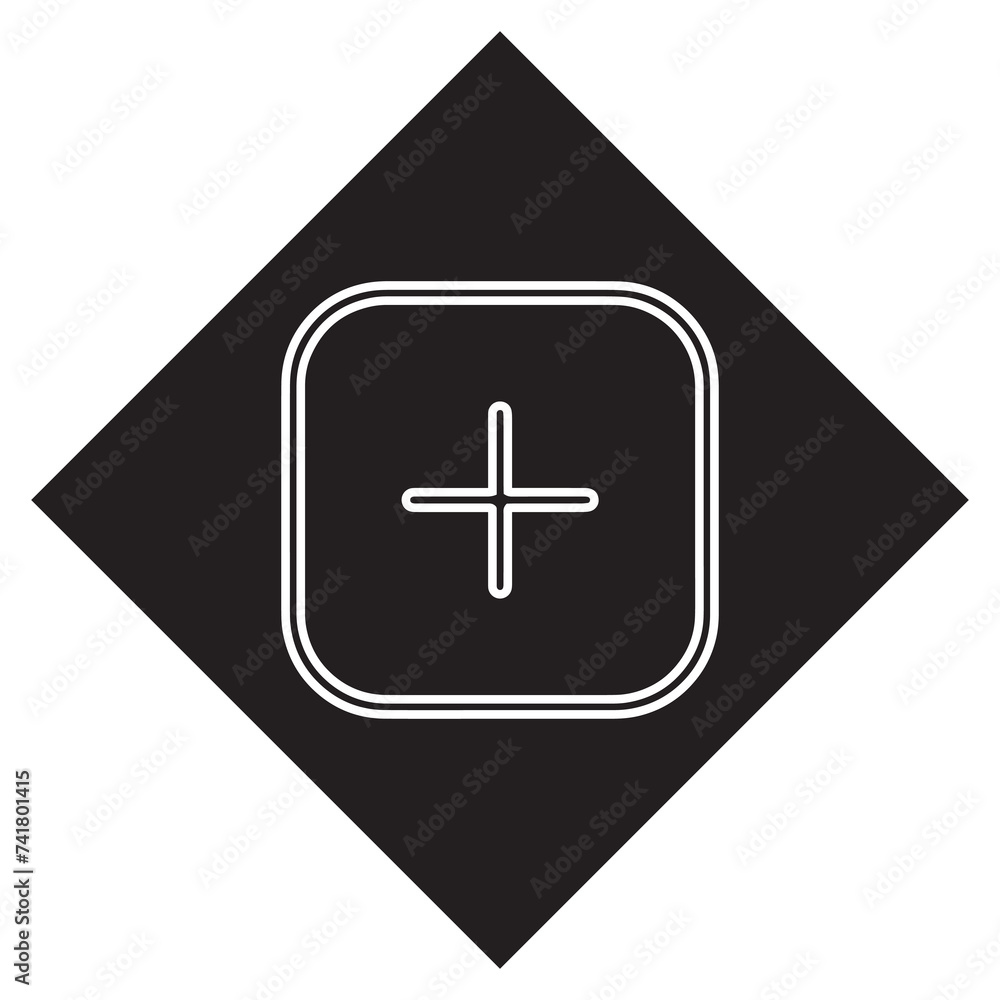 Fototapeta premium Add icon vector. Plus logo design. Medical cross vector icon illustration in rhombus isolated on white background