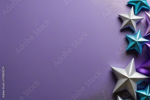 Beautiful and Stylish Pastel Purple Background with Purple, Silver, and Blue Star Border Decorations
