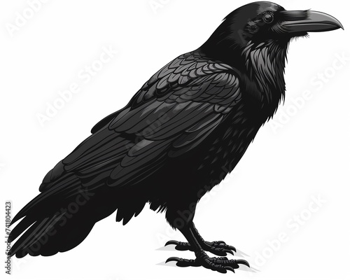 Black Carrion Crow Corvus corone isolated on a white