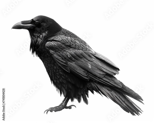 Black Carrion Crow Corvus corone isolated on a white