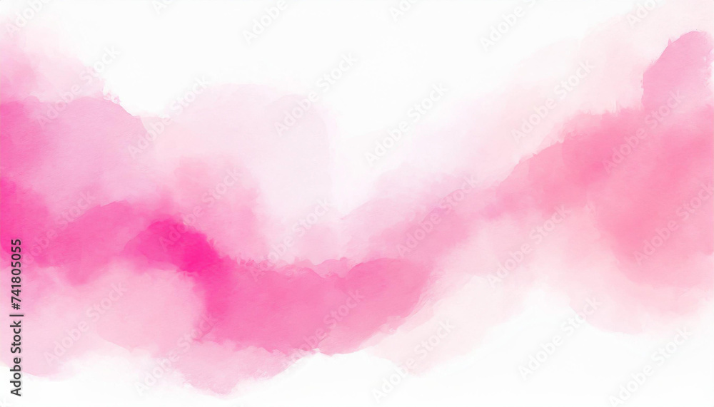 Abstract pink watercolor background texture on white, hand painted on paper - obrazy, fototapety, plakaty 