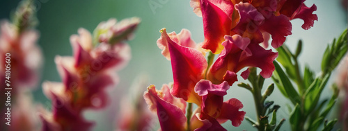 Snapdragon petals with soft detailed texture Natural abstract delicate shapes and fluid lines Accentuated petal edges against blurred background photo