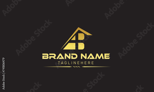 AB BA real estate Letter logo, real estate house, AB house logo, real estate sign