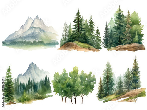  watercolor forest clipart