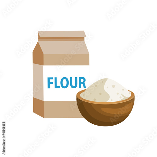Flour in package and flour in bowl