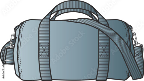 SPORTS BAG, TRAVEL BAG Design template, vector illustration. Isolated Bag technical drawing, Flat sketch