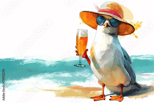 Skizze einer lustigen Möwe