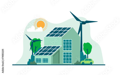 Vector Environmental care concept green energy from renewable sources
