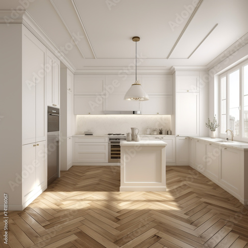 Unfinished project of classic kitchen with wooden