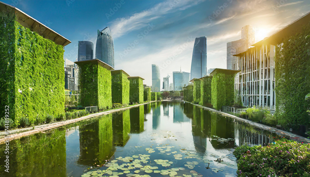 Green Utopia Anime Futuristic City Skyline Scenery Art Illustration ...