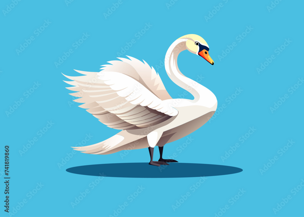 Fototapeta premium White Swan isolated Vector. 