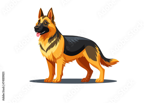 German shepherd Dog isolated, vector. 