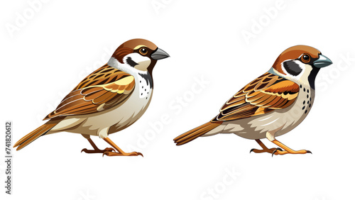 Sparrow Bird realistic isolated.  vector set.