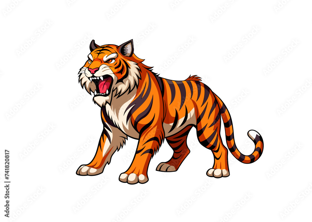 Obraz premium Vector illustration of a tiger, isolated.