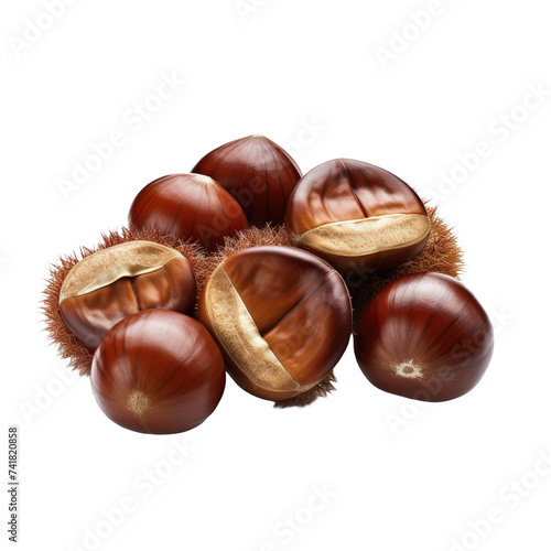 Chestnuts isolated on white transparent background