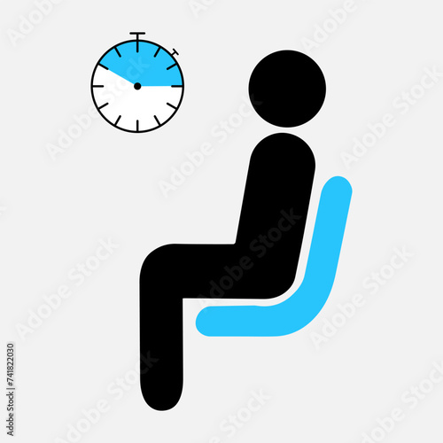  man sitting on chair and looking into clock vector