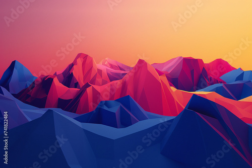 3d render of a simple geometric representation of mountains in bold colors