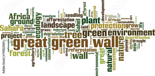 Great green wall word cloud concept. Collage made of words about great green wall