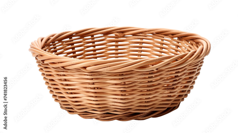 Wicker basket isolated on transparent background. Empty wicker basket. Wicker basket isolated on transparent background. Empty wicker basket.