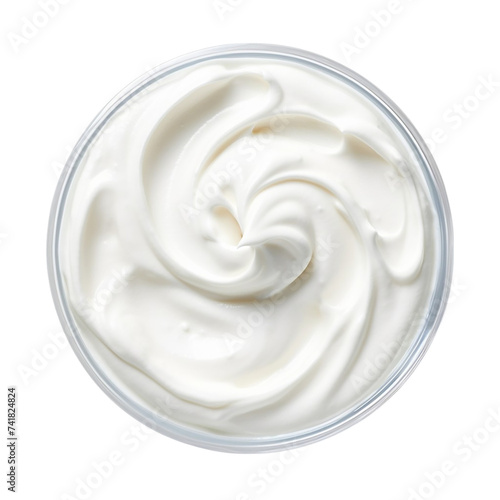 Sour cream top view isolated on transparent background.