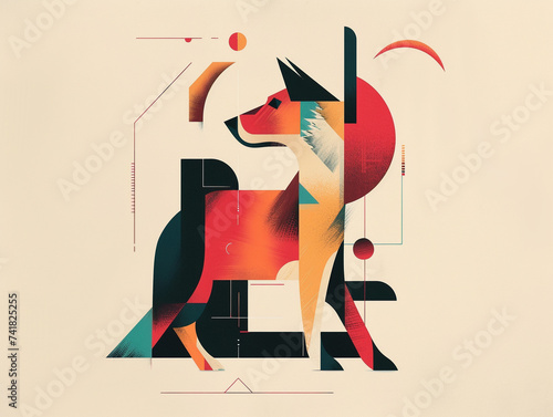 Illustration of a series of geometric shapes creating a minimalist abstract animal photo