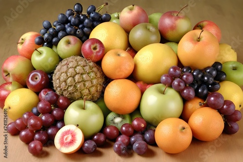 Fruit background. Various fruits are scattered throughout the frame