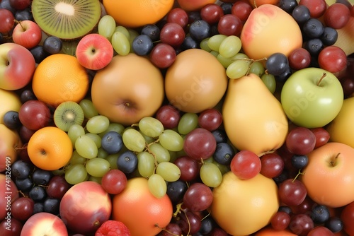 Fruit background. Various fruits are scattered throughout the frame