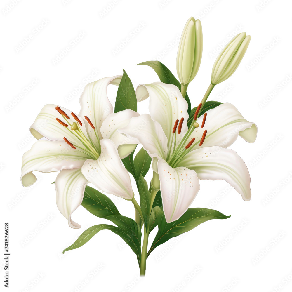 Fototapeta premium lily flower isolated on transparent background