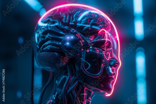 AI Brain Chip soc. Artificial Intelligence semiconductor materials human plexins mind circuit board. Neuronal network network dynamics smart computer processor visionary development