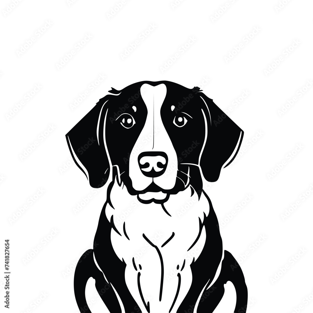 Fototapeta premium Vector black silhouette of a dog isolated on a white background.