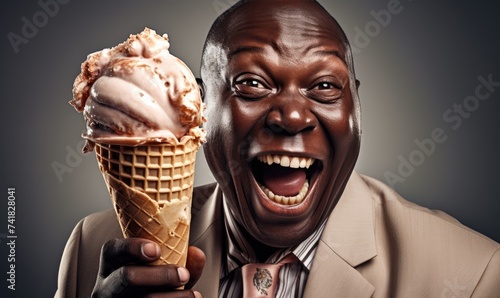 A happy, smiling, comical a...