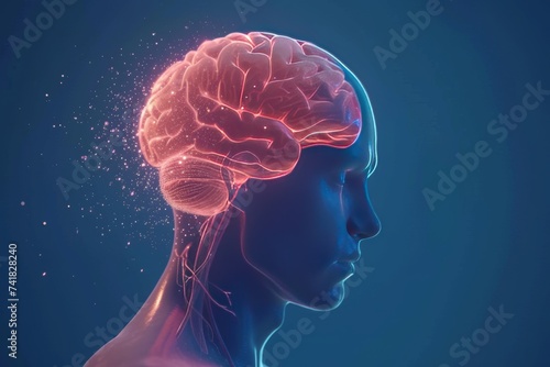AI Brain Chip online platform. Artificial Intelligence nerve cell human neurotransmitter release mind circuit board. Neuronal network silkscreen smart computer processor smart homes photo