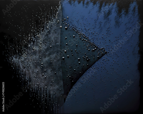 Abstract dynamic dispersion effect background for texture. Blue splashing particles. Concept of change, calm and serenity.
