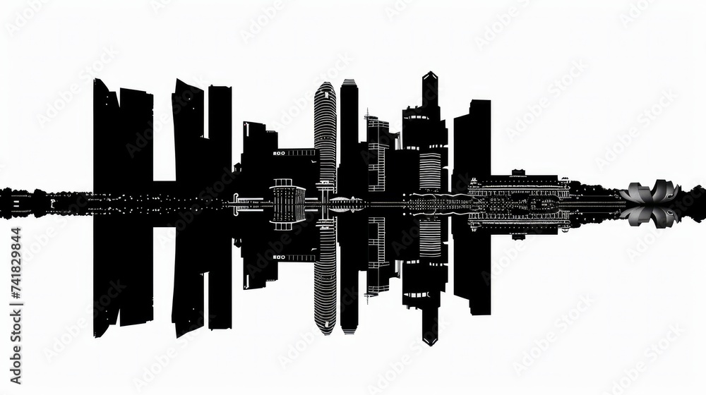 Obraz premium silhouette of Singapore's skyline, capturing the essence of its iconic cityscape in a sleek and modern design