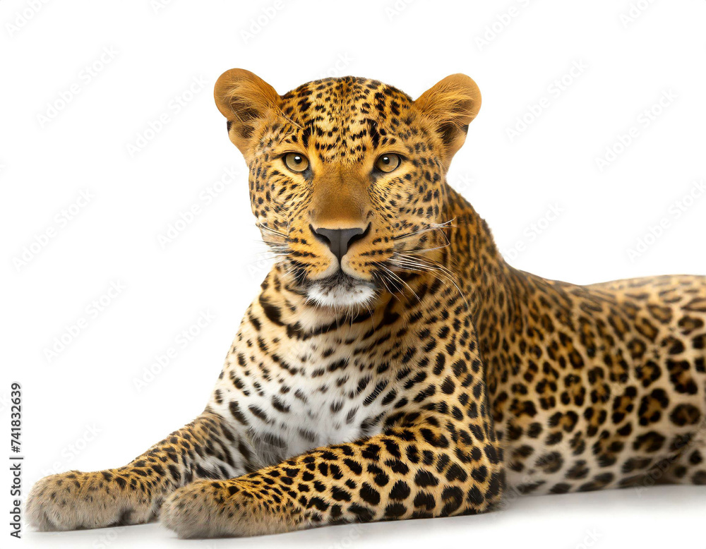 Leopard isoliert auf weißen Hintergrund, Freisteller Leopard isoliert auf weißen Hintergrund, Freisteller
