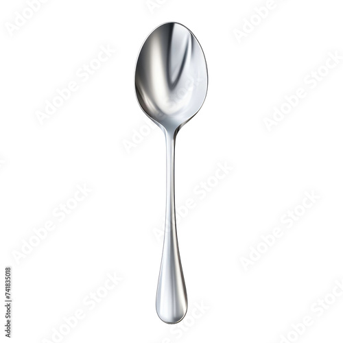 Shiny Vertical Silver Spoon Isolated on a transparent background
