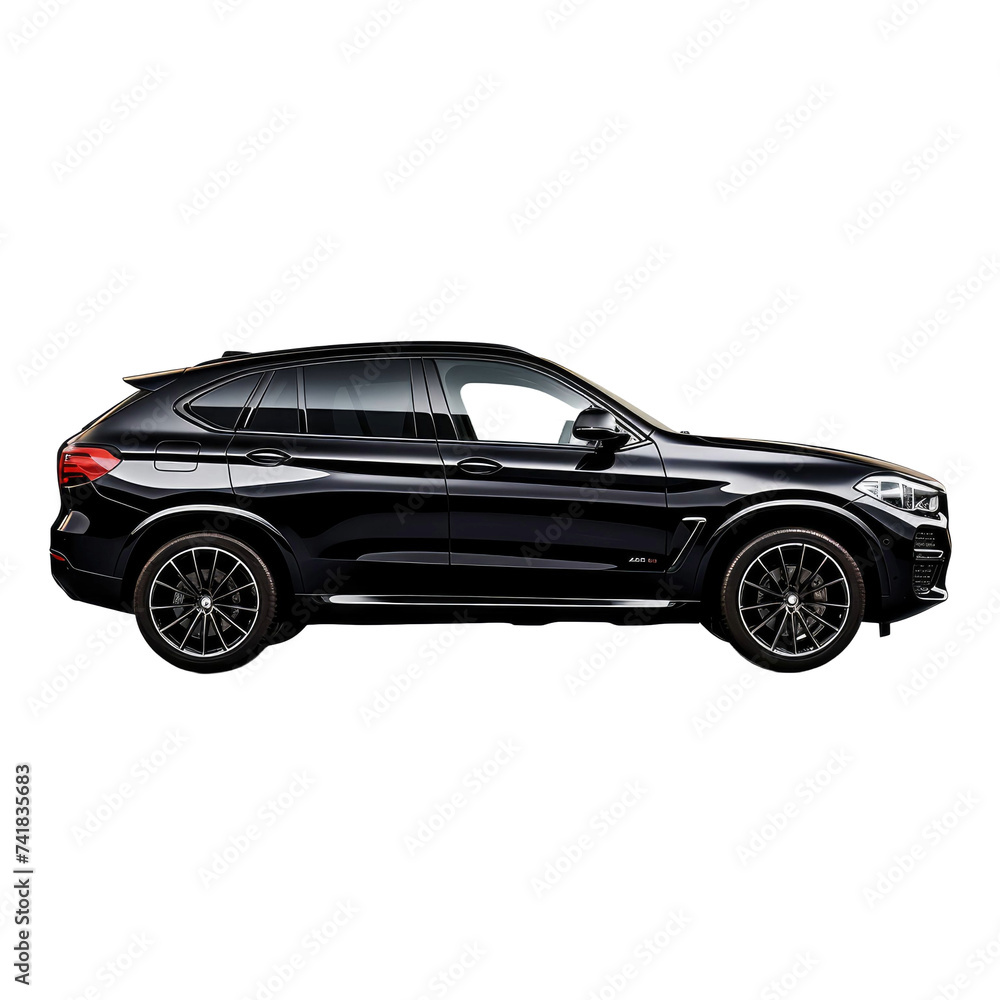 SUV sports luxury car expensive vehicle matte black side view transport cab PNG