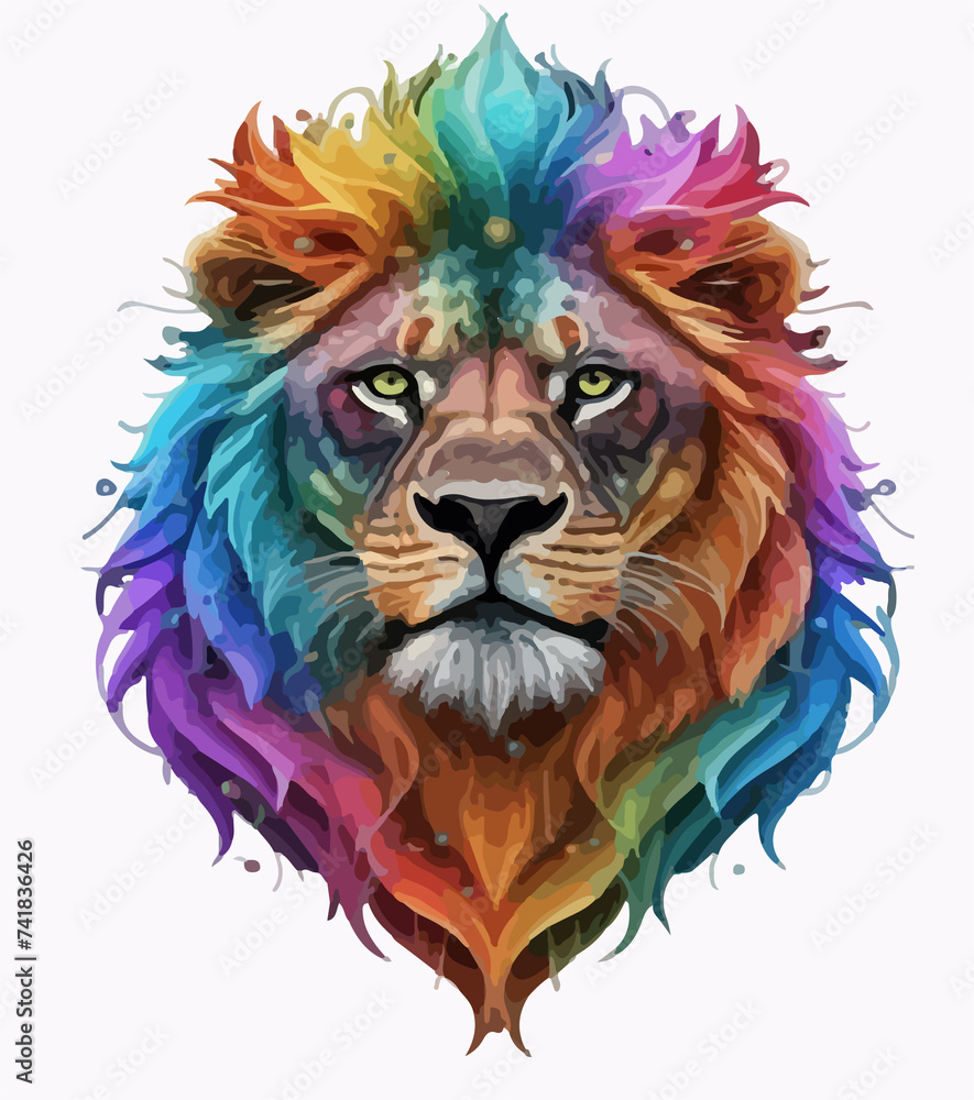 Rainbow colored lion Images 