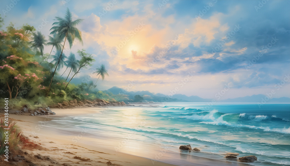 beach, ocean, sand, waves, shoreline, tropical, paradise