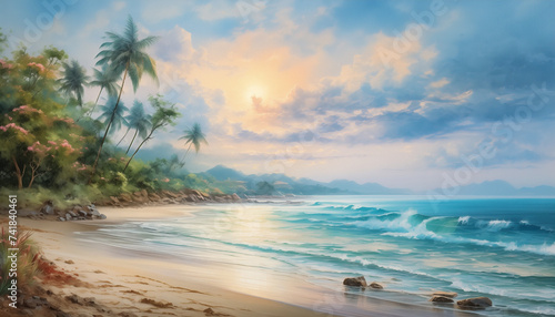 beach, ocean, sand, waves, shoreline, tropical, paradise