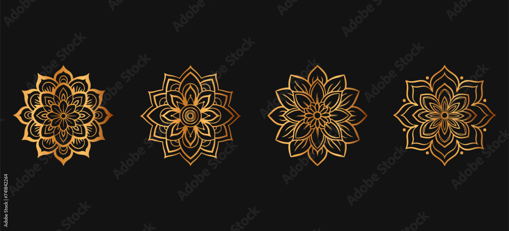Mandala. Luxury golden Round Ornament Pattern. Henna tattoo mandala. Mehndi style. luxury mandala, golden pattern - obrazy, fototapety, plakaty 