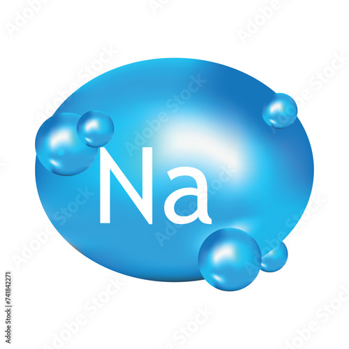Mineral Na blue shining pill capsule icon. Substance For Beauty.Na Mineral Complex.