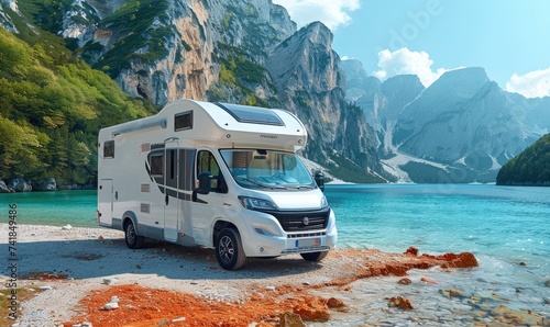 A parked motorhome on the b...