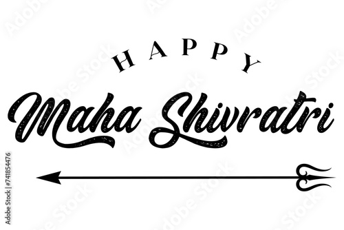 Maha shivratri lettering design with lord shiva trishul vector illustration.
