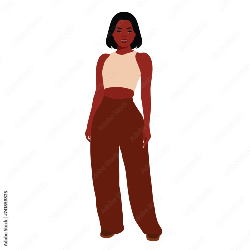 Stylish black woman in elegant art style vector Stylish black woman in elegant art style vector