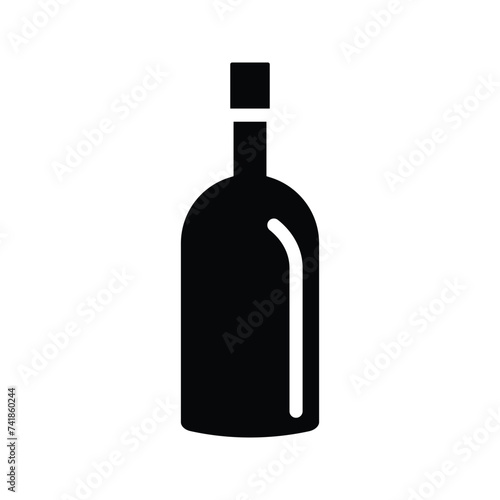 Wine bottle icon isolated on white background. Vector illustration.