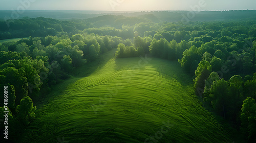 Bird'seye view of the road in the middle of the forestaerial,
Flying over some golden fields and green forests germany
