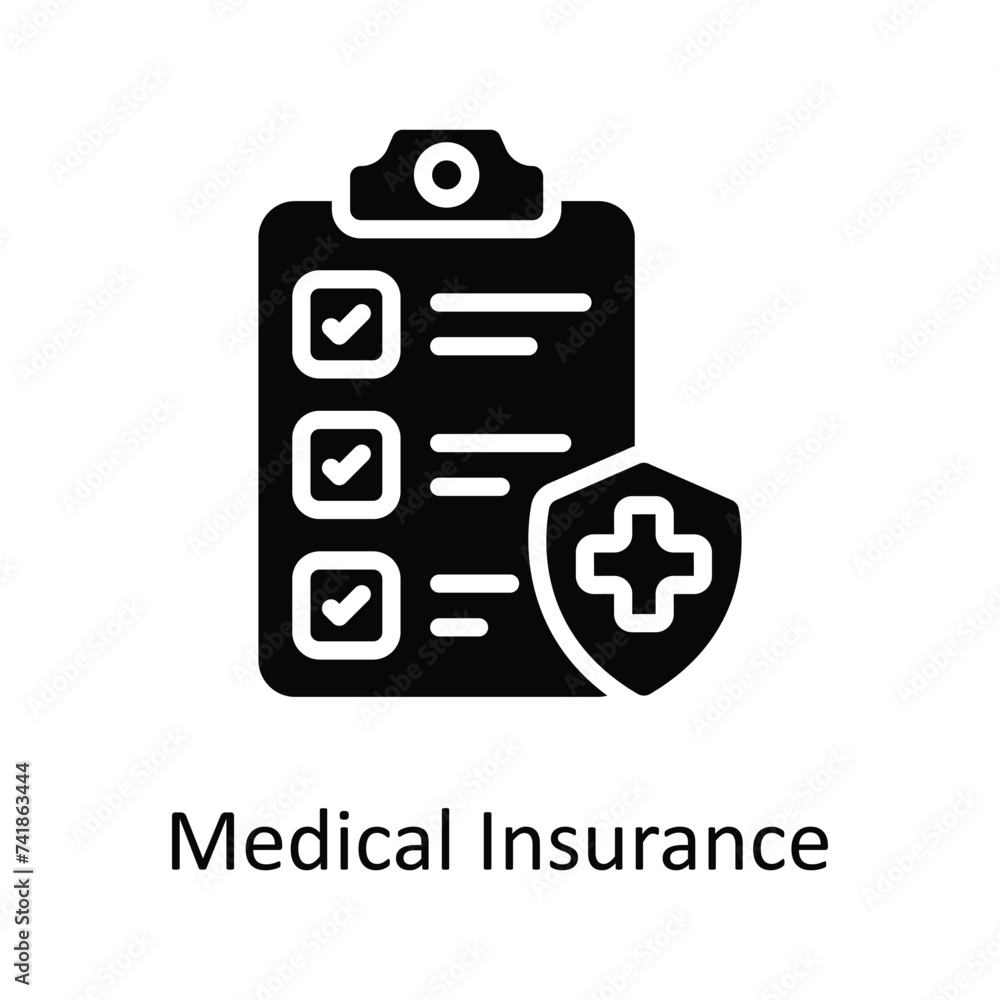Medical insurance vector solid icon style illustration. EPS 10 File stock illustration Medical insurance vector solid icon style illustration. EPS 10 File stock illustration