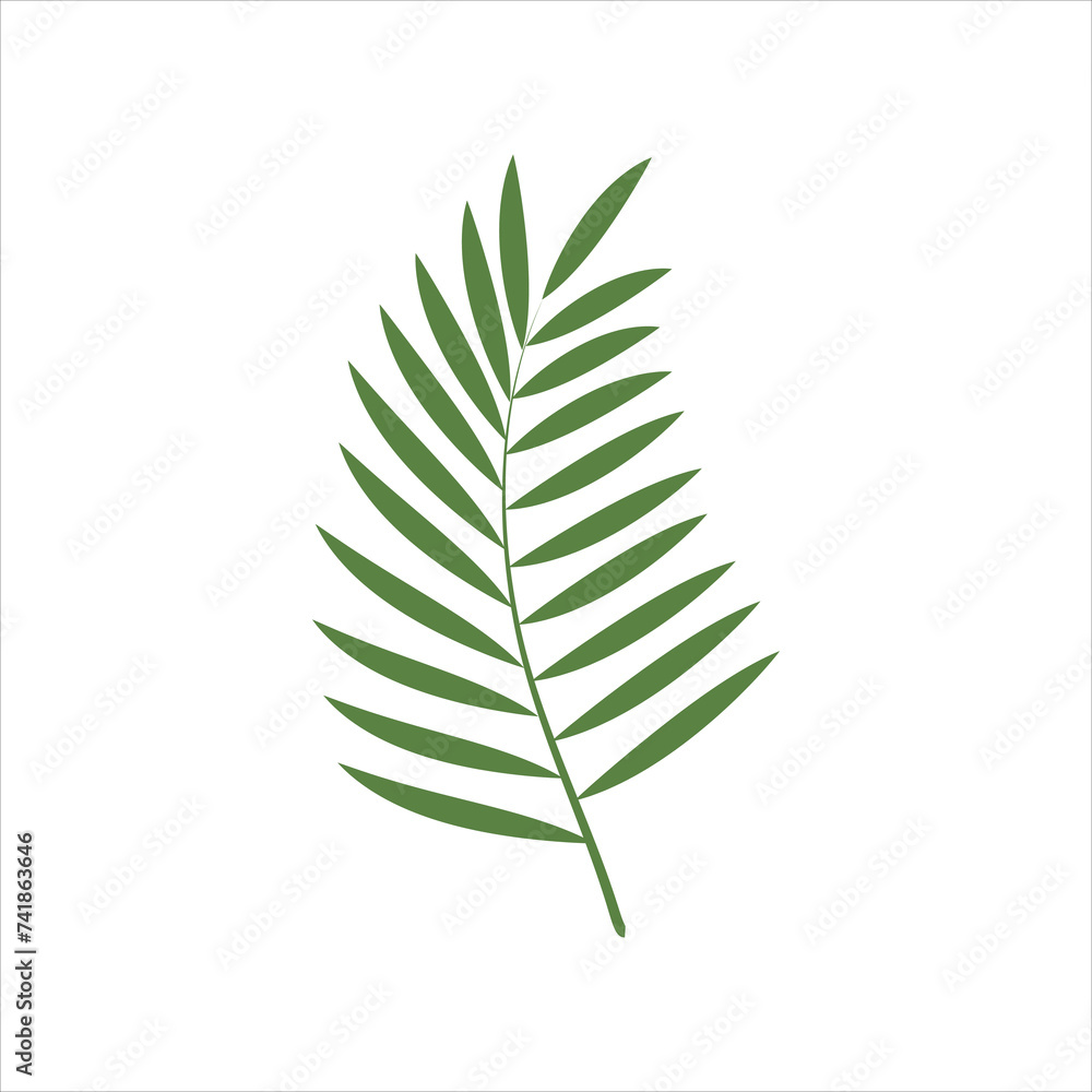 Palm leaves icon. Green color. Easter symbol. The art of minimalism.