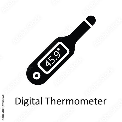 Digital Thermometer vector solid icon style illustration. EPS 10 File stock illustration